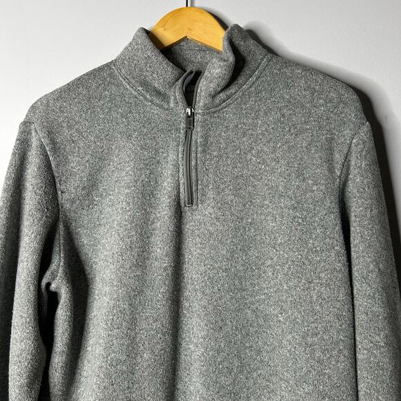 Old Navy 1/4 Zip Fleece Sweater Mens Large Gray Mock Neck Outdoors Pullover - Picture 2 of 7